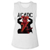 Image for AC/DC Angus Horns & Bolt Ladies Slub Sleeveless Crew Neck Tee