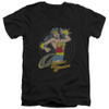 Image for Wonder Woman V Neck T-Shirt - Spinning on Black