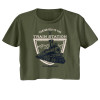 Yellowstone Train Station Badge Ladies Short Sleeve Crop Top