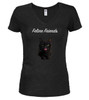 Black image for Black Cat Juniors V-Neck T-Shirt