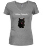 Heather grey image for Black Cat Juniors V-Neck T-Shirt