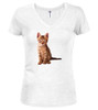 White image for Cat Pose Juniors V-Neck T-Shirt