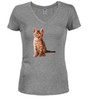 Heather grey image for Cat Pose Juniors V-Neck T-Shirt