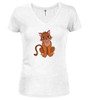White image for Cat Juniors V-Neck T-Shirt