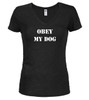 Black image for Obey My Dog Juniors V-Neck T-Shirt