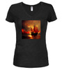 Black image for Burning pirate Juniors V-Neck T-Shirt