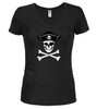Black image for Pirate Jolly Roger Juniors V-Neck T-Shirt