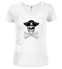 White image for Pirate Jolly Roger Juniors V-Neck T-Shirt