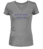 Heather grey image for Bite My Shiny Metal Ass Juniors V-Neck T-Shirt