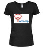 Black image for Momcorp Logo Juniors V-Neck T-Shirt