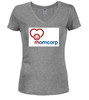 Heather grey image for Momcorp Logo Juniors V-Neck T-Shirt