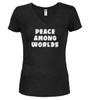 Black image for Peace Among Worlds Juniors V-Neck T-Shirt