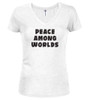 White image for Peace Among Worlds Juniors V-Neck T-Shirt