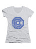 Image for Distressed Logo Juniors V-Neck T-Shirt on White