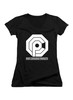 Image for Corporate Logo Symbol Juniors V-Neck T-Shirt on Black