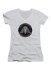 White Ministry of Information Circle Juniors V-Neck T-Shirt