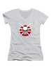 White Draconian Logo Juniors V-Neck T-Shirt