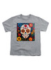 Grey Sugar Skull Flowers Youth/Toddler T-Shirt