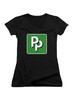 Black Pied Piper PP Logo Juniors V-Neck T-Shirt