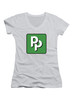 White Pied Piper PP Logo Juniors V-Neck T-Shirt