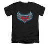 Image for Superman V Neck T-Shirt - Steel Wings Logo