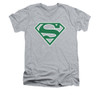 Image for Superman V Neck T-Shirt - Green & White Shield