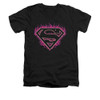 Image for Superman V Neck T-Shirt - Fuchsia Flames
