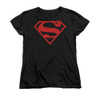 Image for Superman Womans T-Shirt - Red On Black Shield
