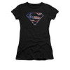 Image for Superman Girls T-Shirt - Wartorn Flag