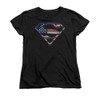 Image for Superman Womans T-Shirt - Wartorn Flag