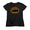 Image for Batman Womans T-Shirt - Bat Flames Shield