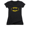 Image for Batman Girls V Neck - Classic Logo Distressed
