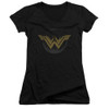 Image for Wonder Woman Movie Girls V Neck - Distressed Logo
