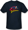 Image Closeup for Superman T-Shirt - Flying Over Logo Distressed