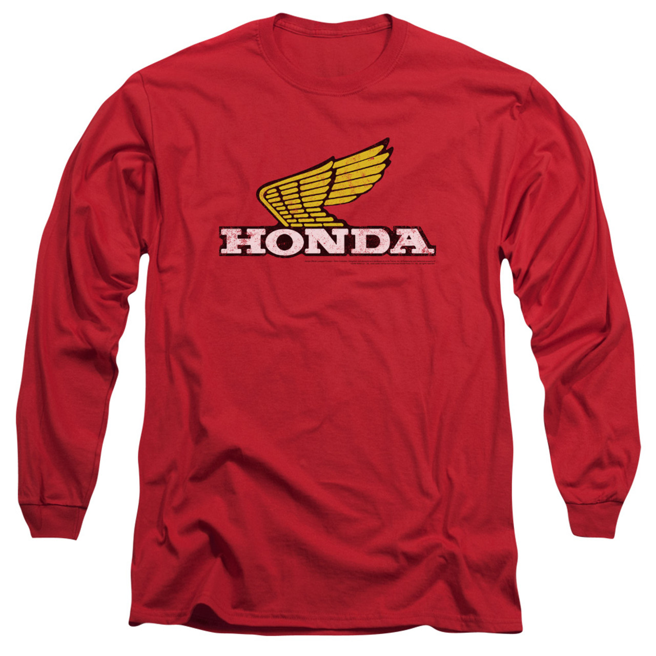 Honda Long Sleeve T-Shirt - Yellow Wing Logo .com