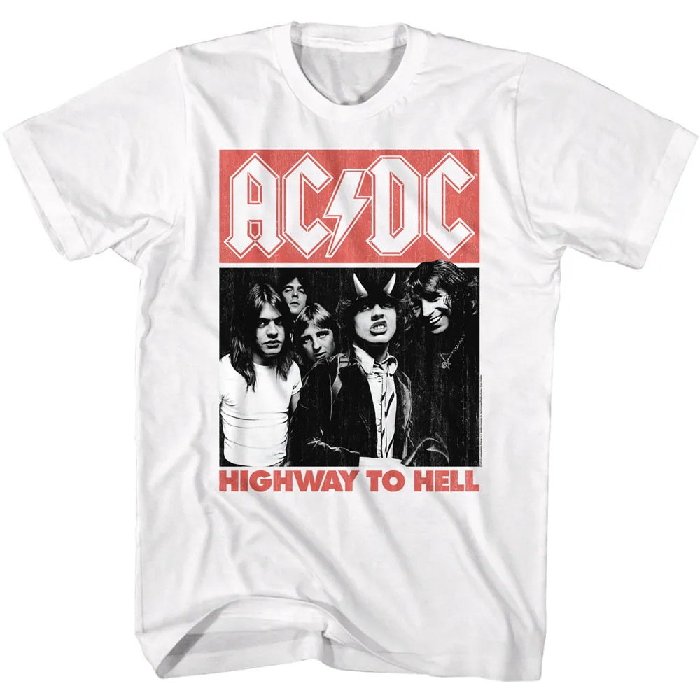 AC/DC T-Shirt - White Highway to Hell - NerdKungFu
