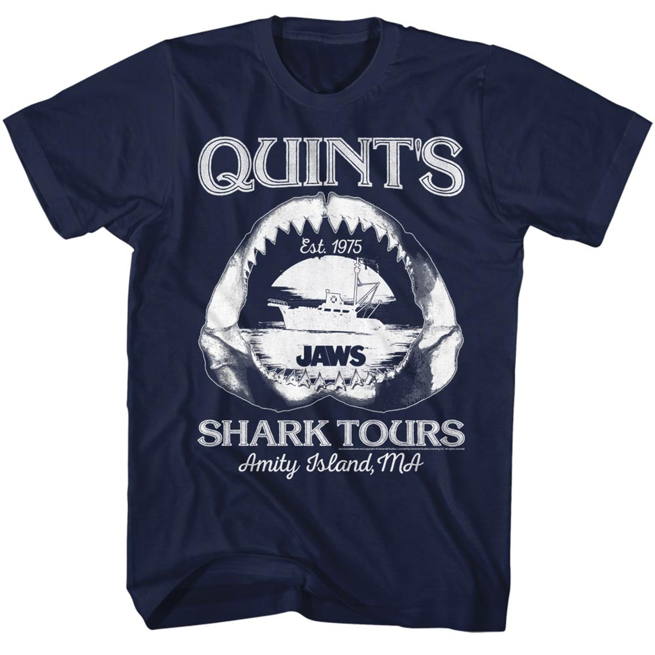 Jaws Quints Shark Tours Amity Island Maine T-Shirt