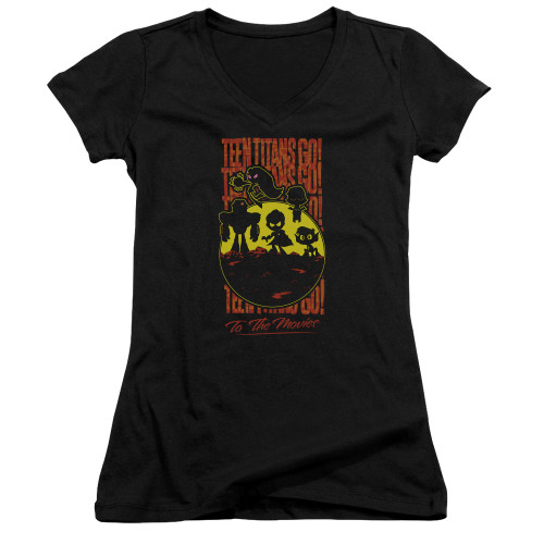 Image for Teen Titans Go! Girls V Neck T-Shirt - Go to the Movies Silhouette