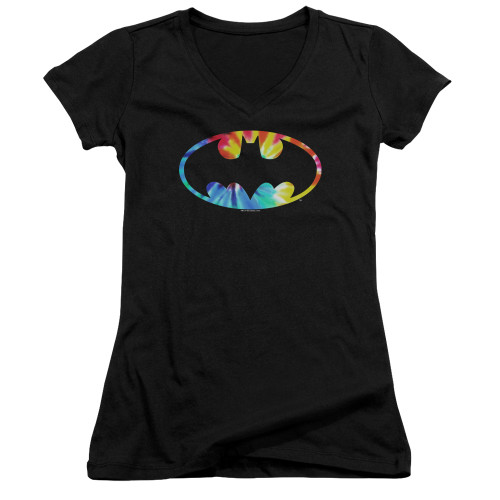 Image for Batman Girls V Neck T-Shirt - Tie Dye Logo
