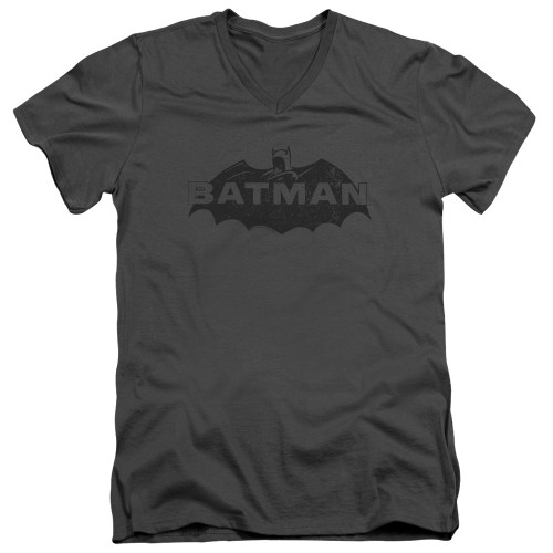 Image for Batman V-Neck T-Shirt - Newsprint Logo