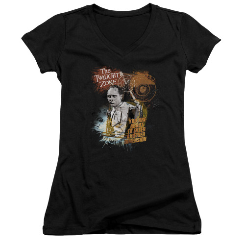 Image for The Twilight Zone Girls V Neck T-Shirt - Enter at Your Own Risk
