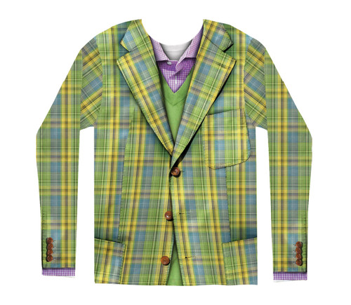 Plaid Sports Coat Costume Sublimated Long Sleeve T-Shirt