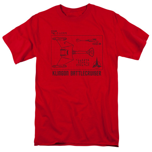 Image for Star Trek The Next Generation T-Shirt - Klingon D7 Battlecruiser Diagram