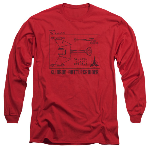 Image for Star Trek The Next Generation Long Sleeve T-Shirt - Klingon D7 Battlecruiser Diagram