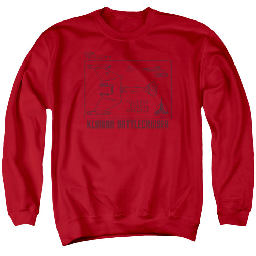 Image for Star Trek The Next Generation Crewneck - Klingon D7 Battlecruiser Diagram