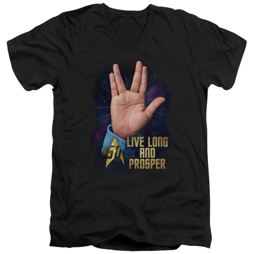 Image for Star Trek T-Shirt - V Neck - Live Long and Prosper 50th