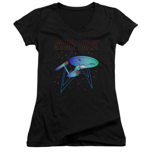 Image for Star Trek Girls V Neck T-Shirt - Neon Trek