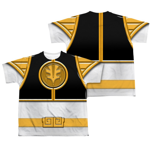 Back Power Rangers Youth T-Shirt - Sublimated White Ranger Uniform 100% Polyester