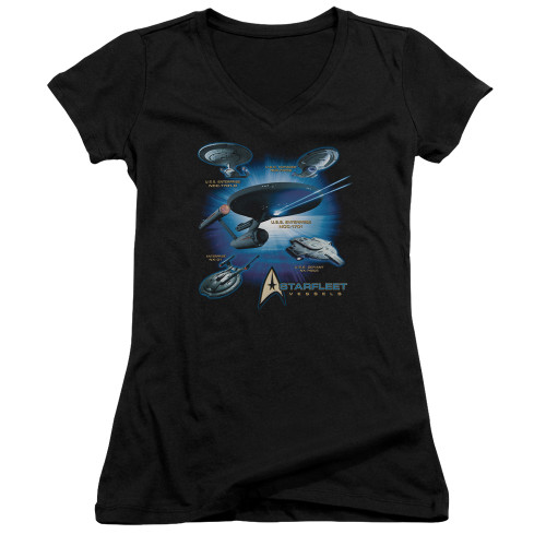 Image for Star Trek Girls V Neck T-Shirt - Starfleet Vessels