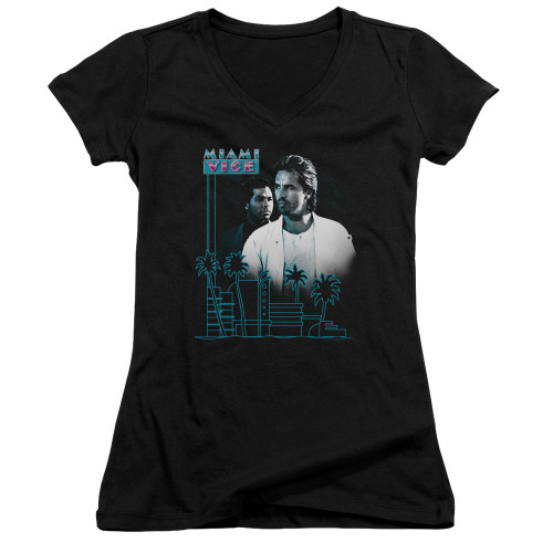 Image for Miami Vice Girls V Neck T-Shirt - Looking Out